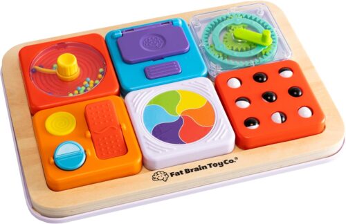 Fat Brain Toys PlayTab Essentials — Modular Sensory Activity Board for Babies and Toddlers (Ages 12 Months+)